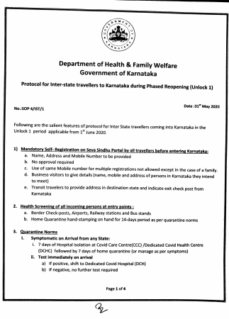 Unlock 1: Karnataka releases SOPs for inter-state travellers 2