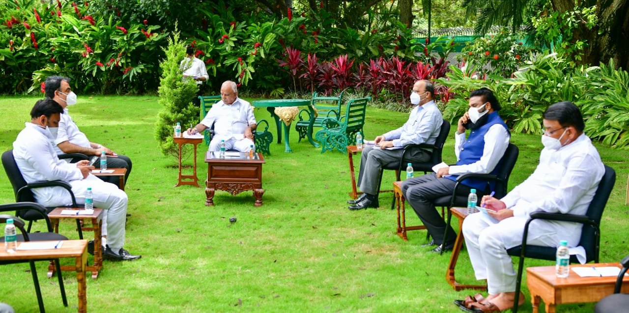 CM chairing Covid task force meeting at his residence.