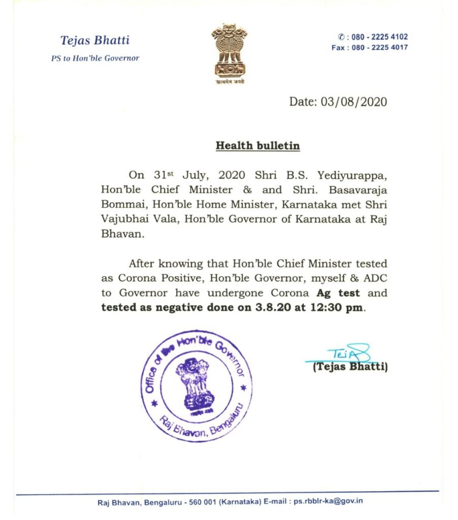 Governor, 2 aides test negative 2