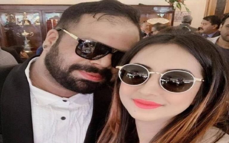 Rahul Tonse, also known as Rahul Shetty, is pictured with his friend, actress Sanjana Galrani, during a time of joy and camaraderie.