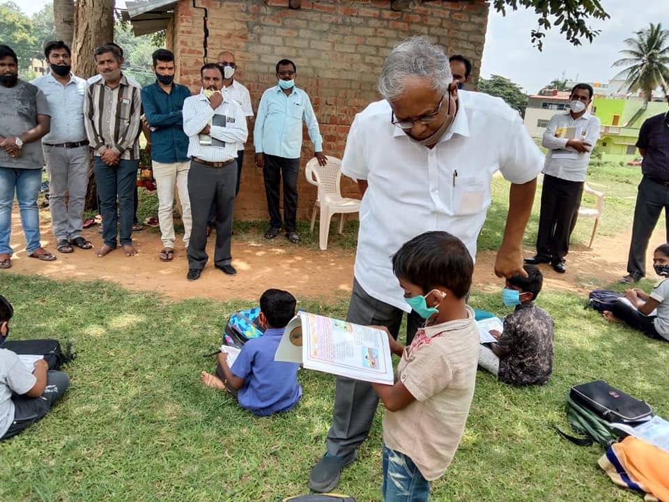 Education Minister S Suresh Kumar interacting with students.