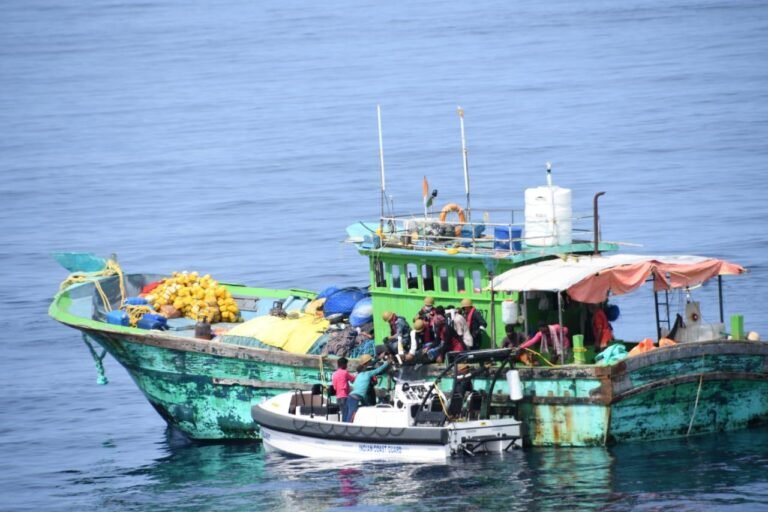 Indian Coast Guard rescues 11 fishermen from boat with fire onboard