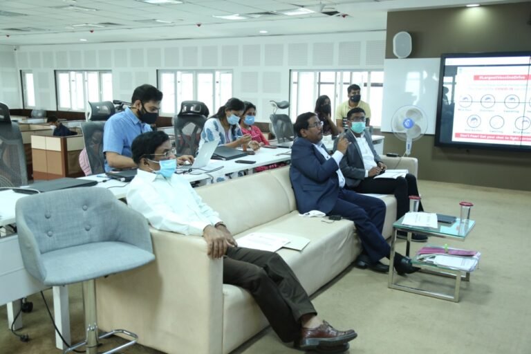 BBMP commissioner N Manjunatha Prasad at a vitrual meeting with hospital managements