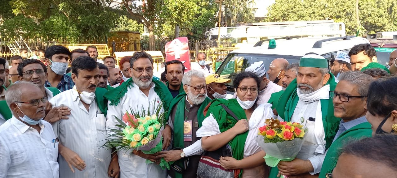 Farmers leaders Rakesh Tikait in Bengaluru