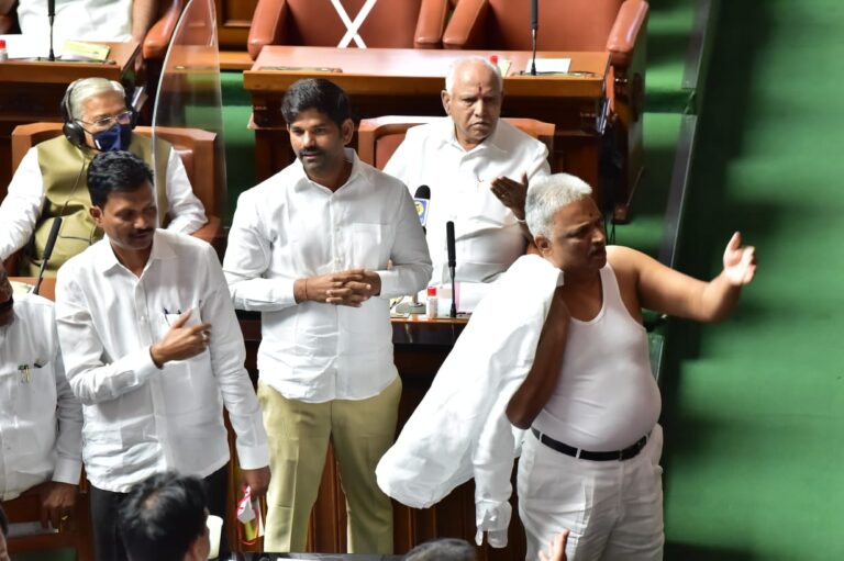Karnataka Congress MLA suspended for a week for indecent act of removing shirt inside assembly