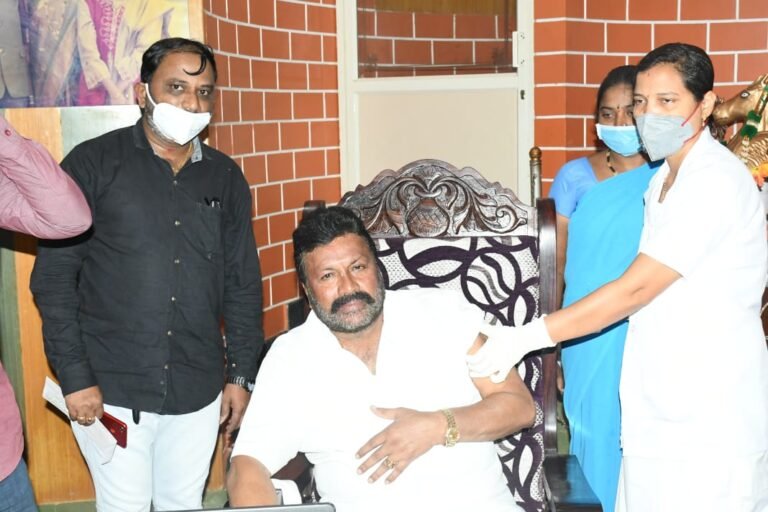 Minister BC Patil takes covid vaccination at his residence