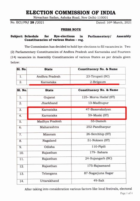 Belagavi Lok Sabha bypolls on April 17 2
