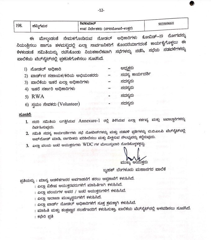 BBMP appoints nodal officers to oversee Covid operations in all 198 wards 13