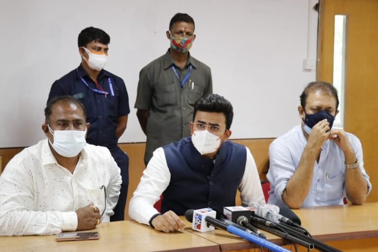 Tejasvi Surya at a presser