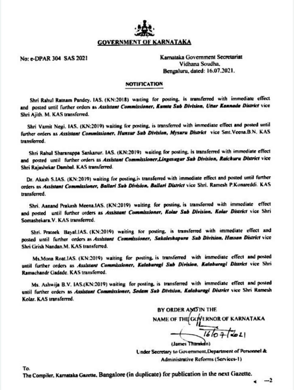 Newly minted IAS officers take charge in Karnataka 2