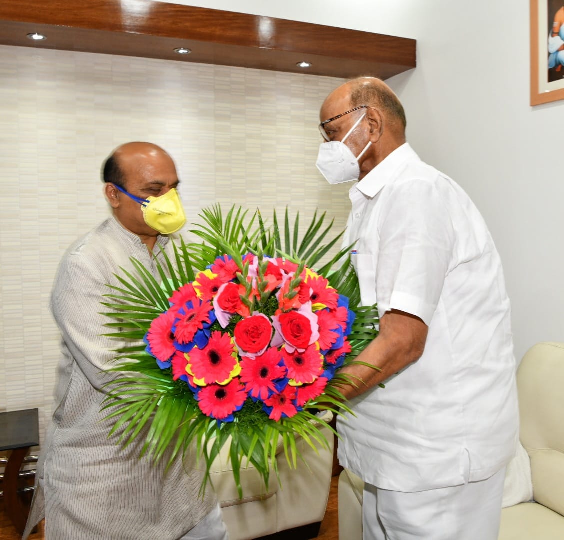 NCP Chief Sharad Pawar calls on Karnatka Chief Minister Bommai in Bengaluru