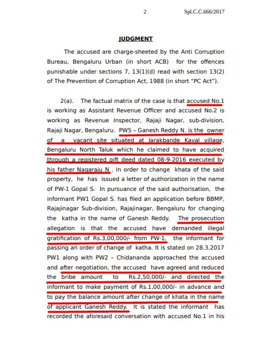 Bribe for khata change: BBMP official sentenced to 4 years’ RI 3 Assistant Revenue Officer Lingaiah had demanded Rs 3 lakh for transferring khata of site in Bengaluru North