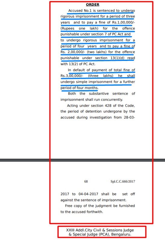 Bribe for khata change: BBMP official sentenced to 4 years’ RI 5 Assistant Revenue Officer Lingaiah had demanded Rs 3 lakh for transferring khata of site in Bengaluru North