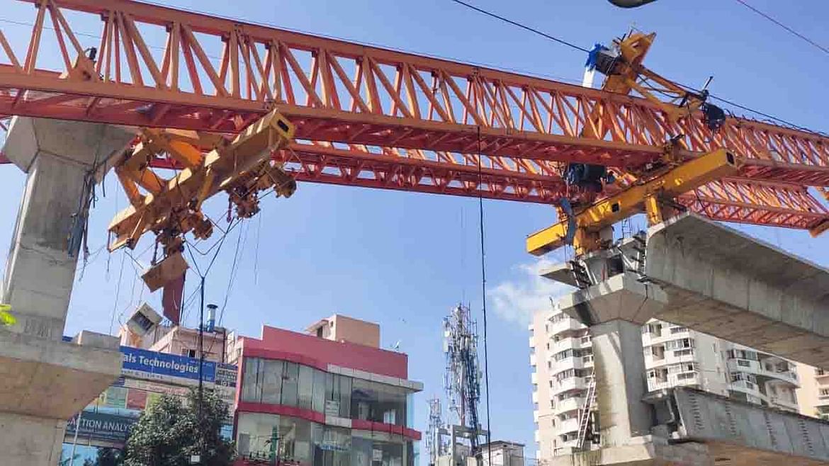 Lucky escape for Bengaluru Metro workers as crane falls 40 feet
