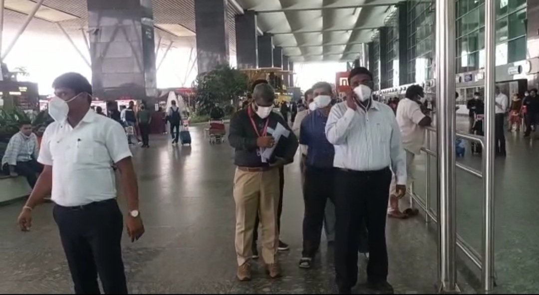 Deputy Commissioner of Bengaluru Rural District, K Srinivas at Bengaluru International Airport