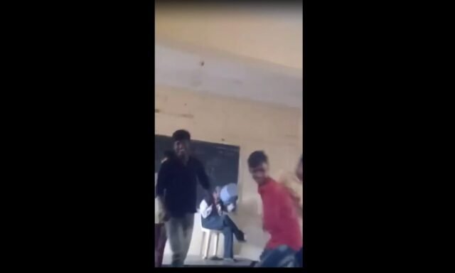 Student-rowdies in Karnataka ‘christen’ teacher with a dustbin! Local outrage after video shows five students of Davanagere govt school nearly assaulting their Hindi teacher when he pulled them up for consuming gutkha in class