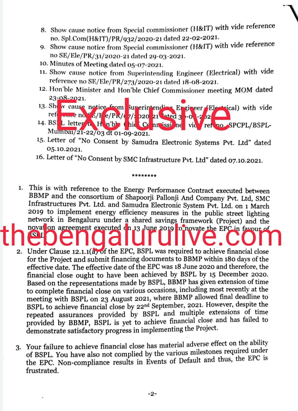 BBMP chief follows up on CM's warning, terminates LED street light contract with Shapoorji Pallonji-led consortium