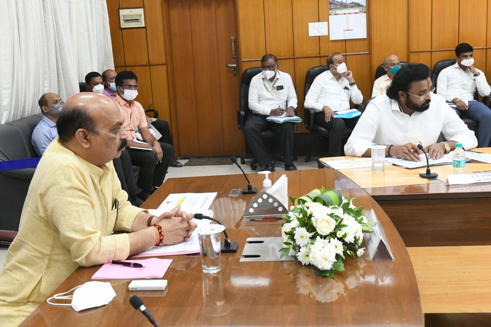 CM Bommai with Transport Minister Sriramulu during review of Transport department in Bengaluru1