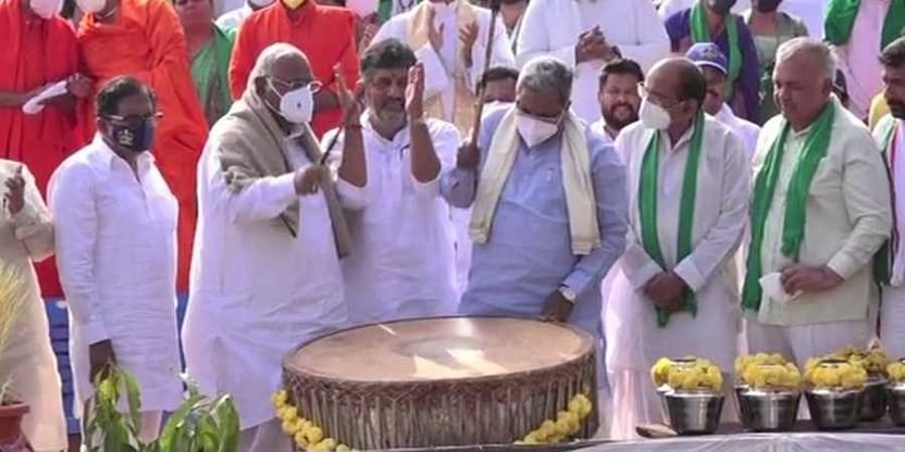 Karnataka Cong begins Mekedatu padayatra, despite COVID restrictions