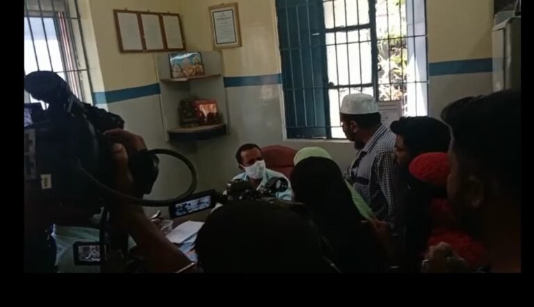 Tension prevailed at a private school here on Saturday after parents and students protested the use of alleged derogatory language by the management on its notice board, in connection with wearing Hijab in classrooms.