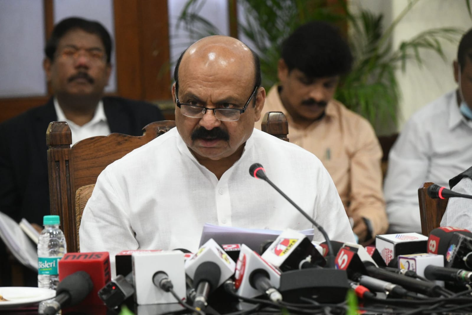 CM bommai media briefing after budget presentation on March 4, 2022..