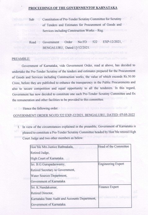 Justice Rathnakala heads panel to vet Karnataka tenders above Rs 50 crore 2 Justice Rathnakala heads panel to vet Karnataka tenders above Rs 50 crore