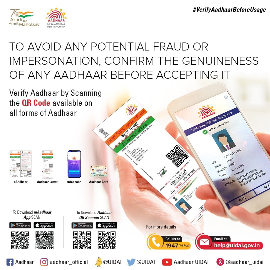 UIDAI asks state governments, entities to verify Aadhaar before accepting it