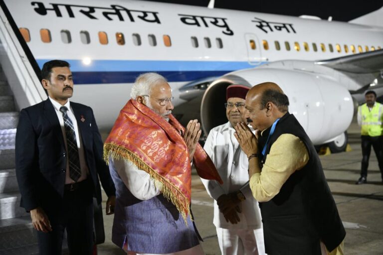 PM Modi lands in Bengaluru to inaugurate Aero India-2023 tomorrow
