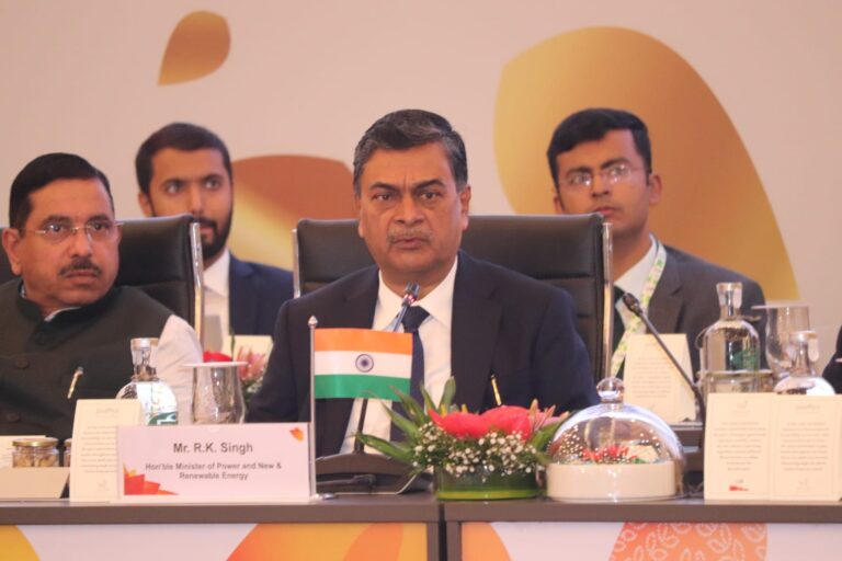 Union Minister for Power and New and Renewable Energy RK Singh and Union Parliamentary Affairs Minister Prahlad Joshi