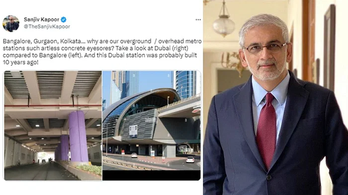 Aviation veteran Sanjiv Kapoor's tweet comparing metro stations of Bangalore and Dubai metro stations has created a flutter, attracting mixed responses from social media users.