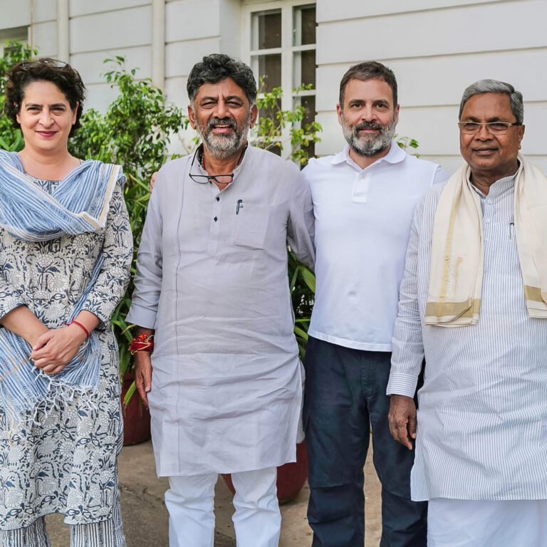 Priyanka Gandhi, D K Shivakumar, Rahul Gandhi, Siddaramaiah