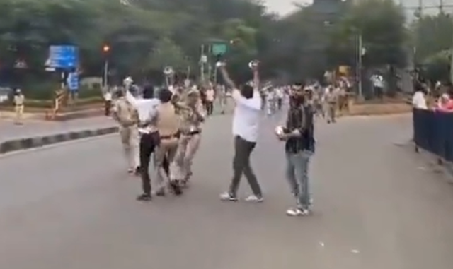 Two individuals, including former Karnataka Youth Congress President Mohammed Haris Nalapad, were taken into preventive custody on Saturday for attempting to protest near Mehkri Circle