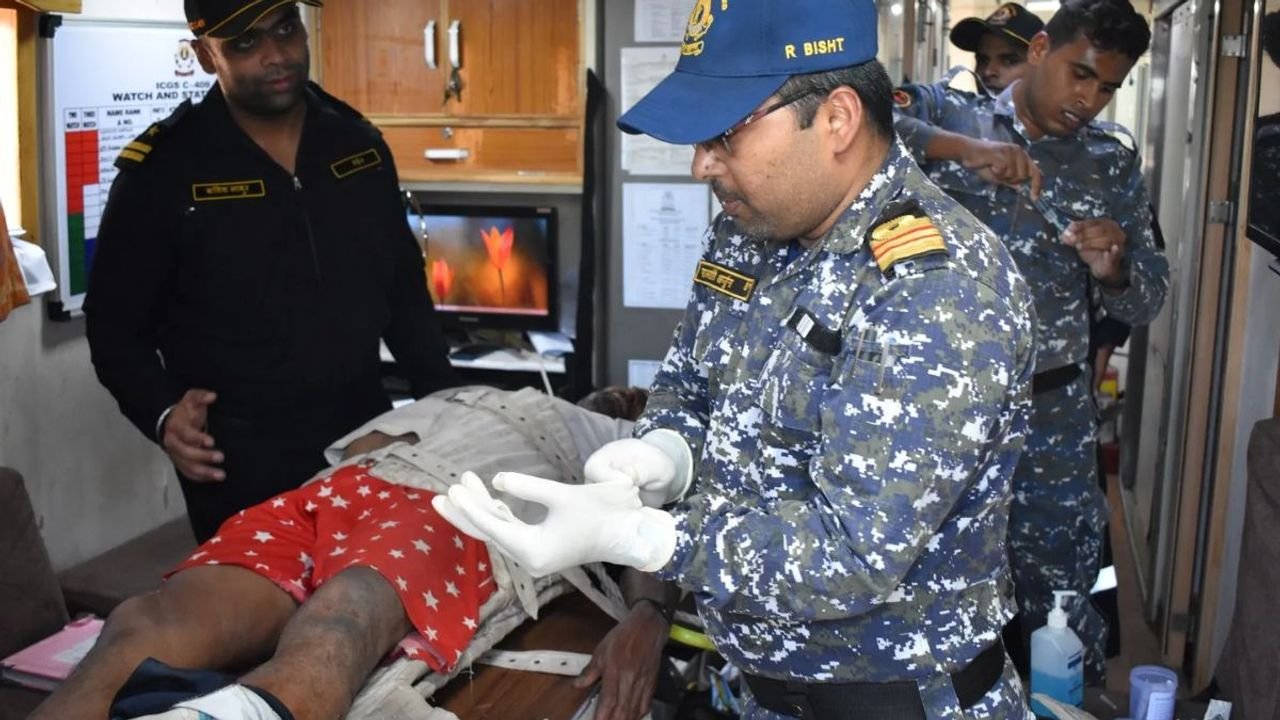 Coast Guard evacuates critically injured man from fishing boat in Gulf of Khambat