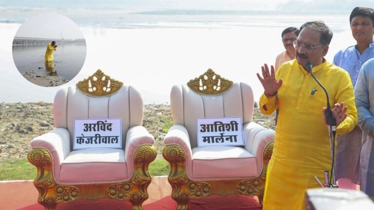 Delhi: BJP sets up stage at Chhat ghat to remind AAP of promise to clean Yamuna