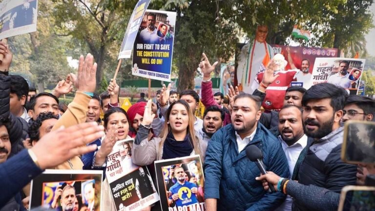Delhi Youth Cong holds protest over FIR against Rahul Gandhi, detention of IYC chief in Assam