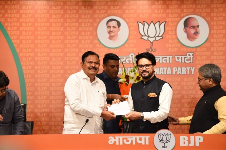 Senior Ex-JD(S) MLA, AT Ramaswamy joined the BJP in presence of Union Minister Anurag thakur at the BJP Headquarters in Delhi on April 1, 2023