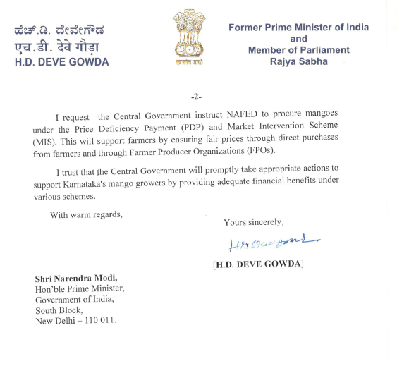 Deve Gowda Urges PM Modi to Intervene, Procure Mangoes via NAFED to Aid Karnataka Farmers