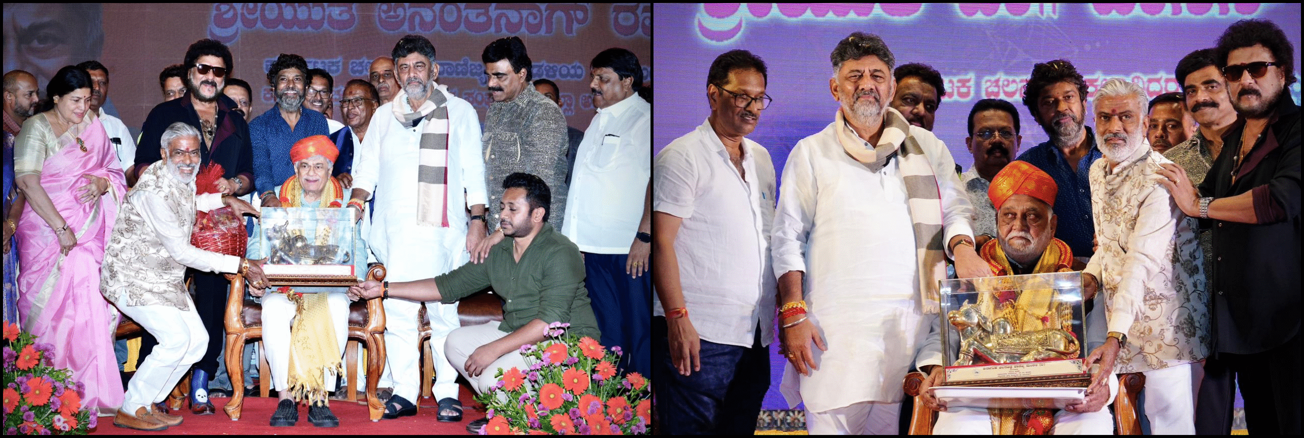 Karnataka Film Artistes’ Association honoured Padma Bhushan awardee actor Anant Nag and Padma Shri recipient stunt director Hassan Raghu.
