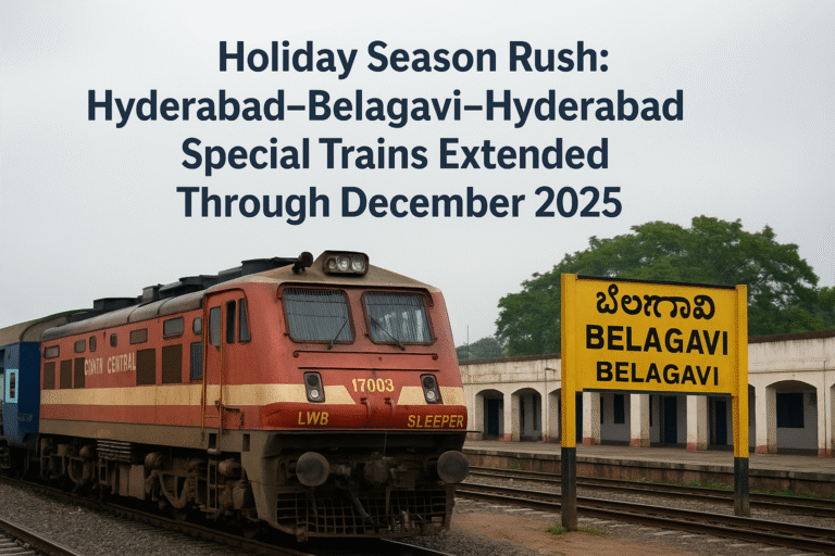 Holiday Season Rush: Hyderabad–Belagavi–Hyderabad Special Trains Extended Through December 2025
