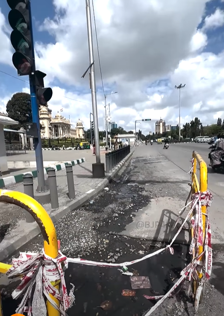 BJP Stages Protest at Vidhana Soudha Pothole; Revives D.K. Shivakumar’s ‘PM House Has Potholes’ Remark Amid Missed Road-Reform Deadlines