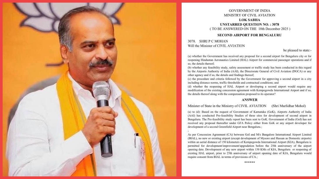 Second Airport for Bengaluru: What the Centre Told MP P.C. Mohan in Parliament