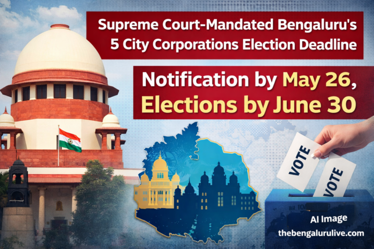 Supreme Court–mandated Bengaluru’s 5 City Corporations election deadline, Notification by May 26, Elections by June 30