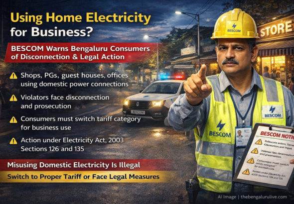 Using Home Electricity for Business? BESCOM Warns Bengaluru Consumers of Disconnection & Legal Action