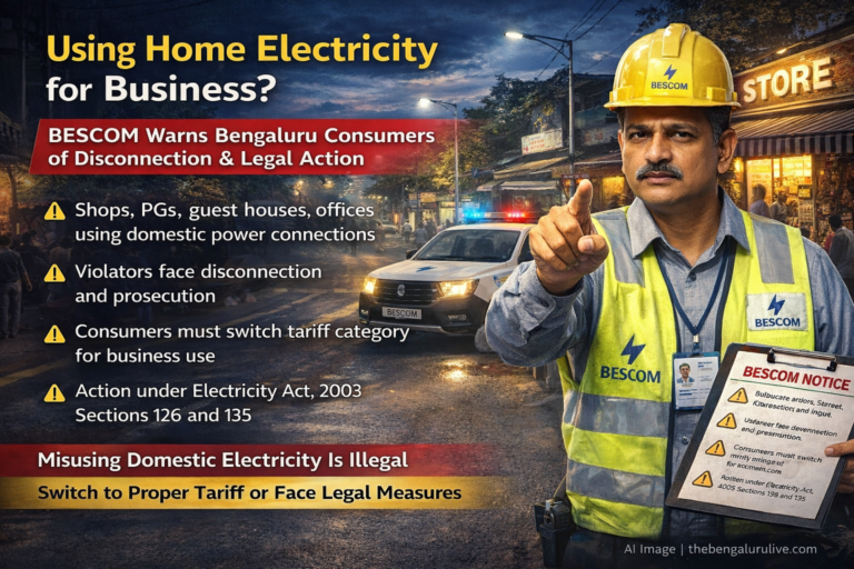 Using Home Electricity for Business? BESCOM Warns Bengaluru Consumers of Disconnection & Legal Action