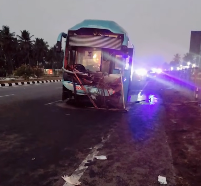 Early morning tragedy: Bus collides with truck on Bengaluru-Mysore Expressway – 4 dead