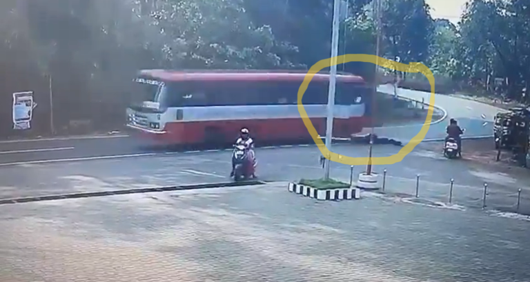 Schoolgirls Fall from Moving Bus in Karnataka’s Belthangady; CCTV Captures Shocking Incident