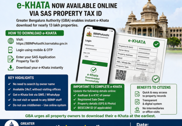 Bengaluru Goes Fully Digital: e-Khata Now Available Online via SAS ID, Citizens Told to Avoid Middlemen