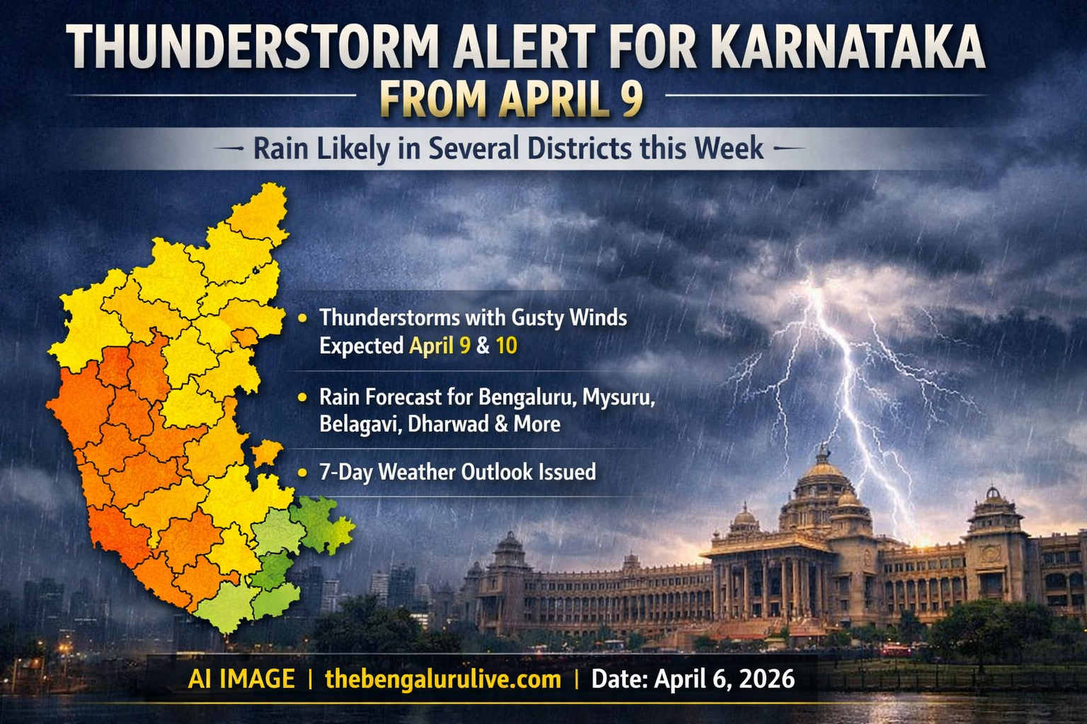 Thunderstorm Alert for Karnataka from April 9; Rain Likely in Several Districts This Week