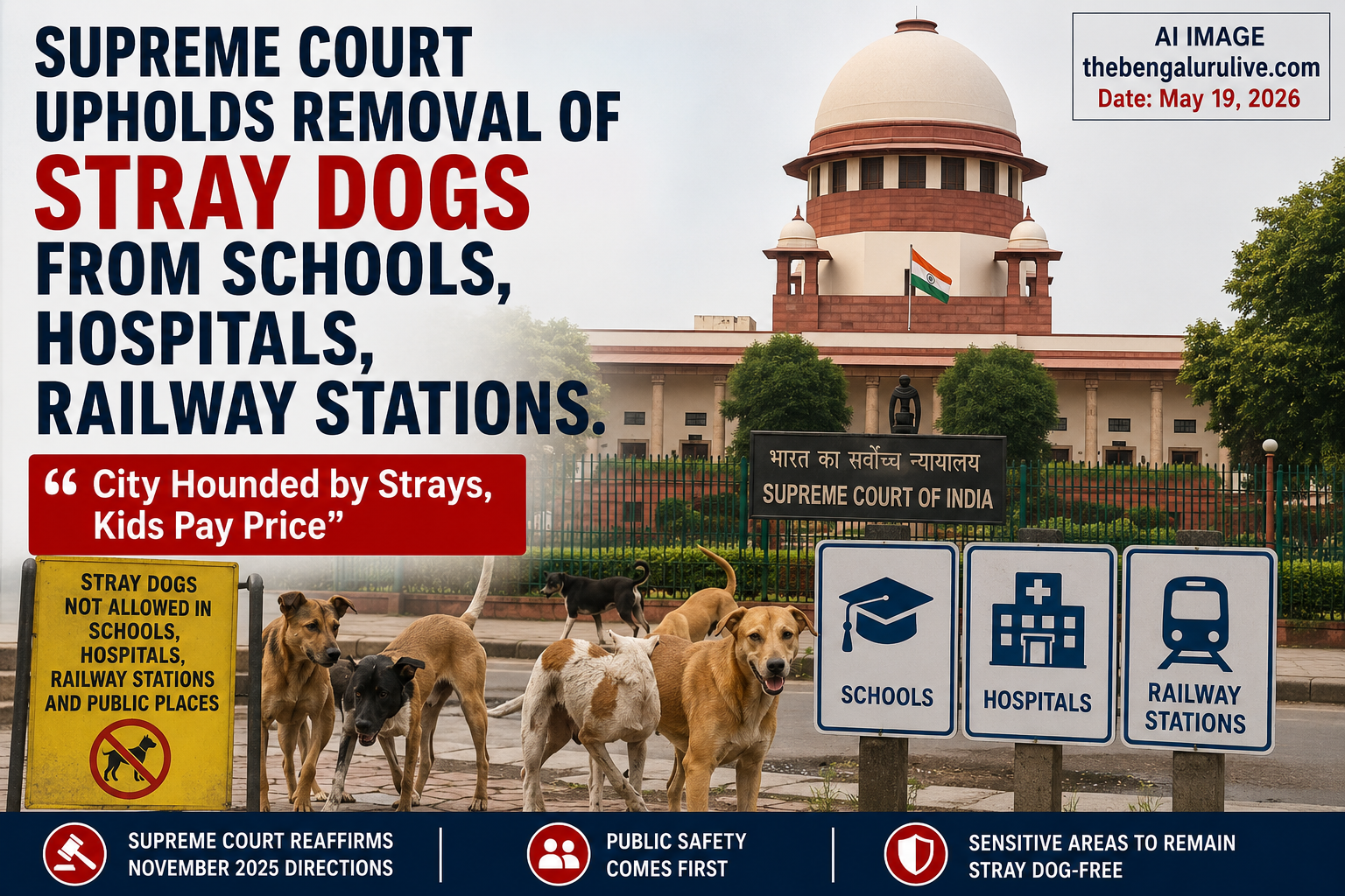 Supreme Court Upholds Removal of Stray Dogs From Schools, Hospitals, Railway Stations; Says Public Safety Paramount