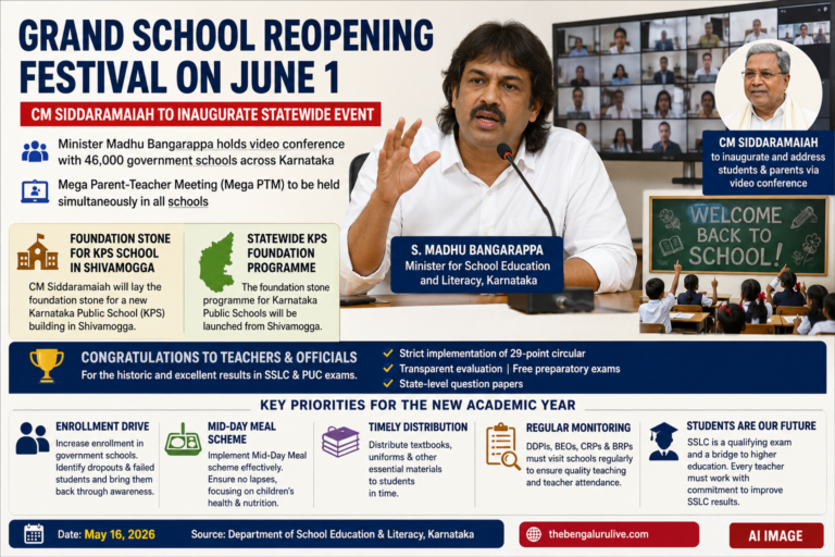 Karnataka to Launch Grand School Reopening Festival on June 1; CM Siddaramaiah to Inaugurate Statewide Event